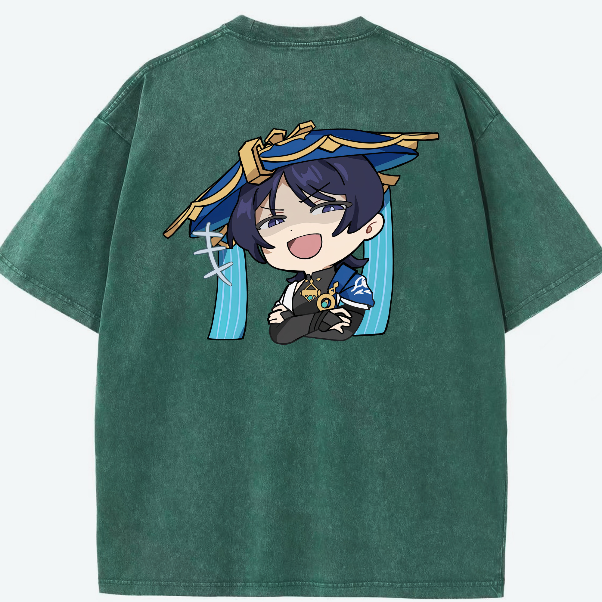 げんし神 さんペい genshin Sanpei 綿100% ヴィンテージ風 半袖Tシャツ（背面プリント）